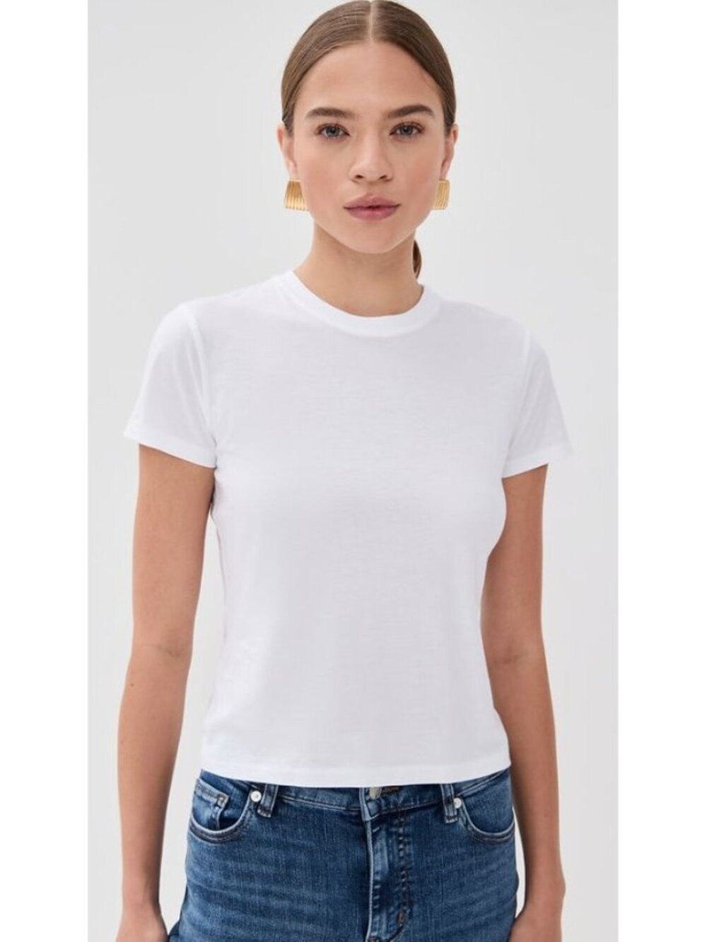 FRAME Short Sleeve Baby Tee in White T-shirt Size XS